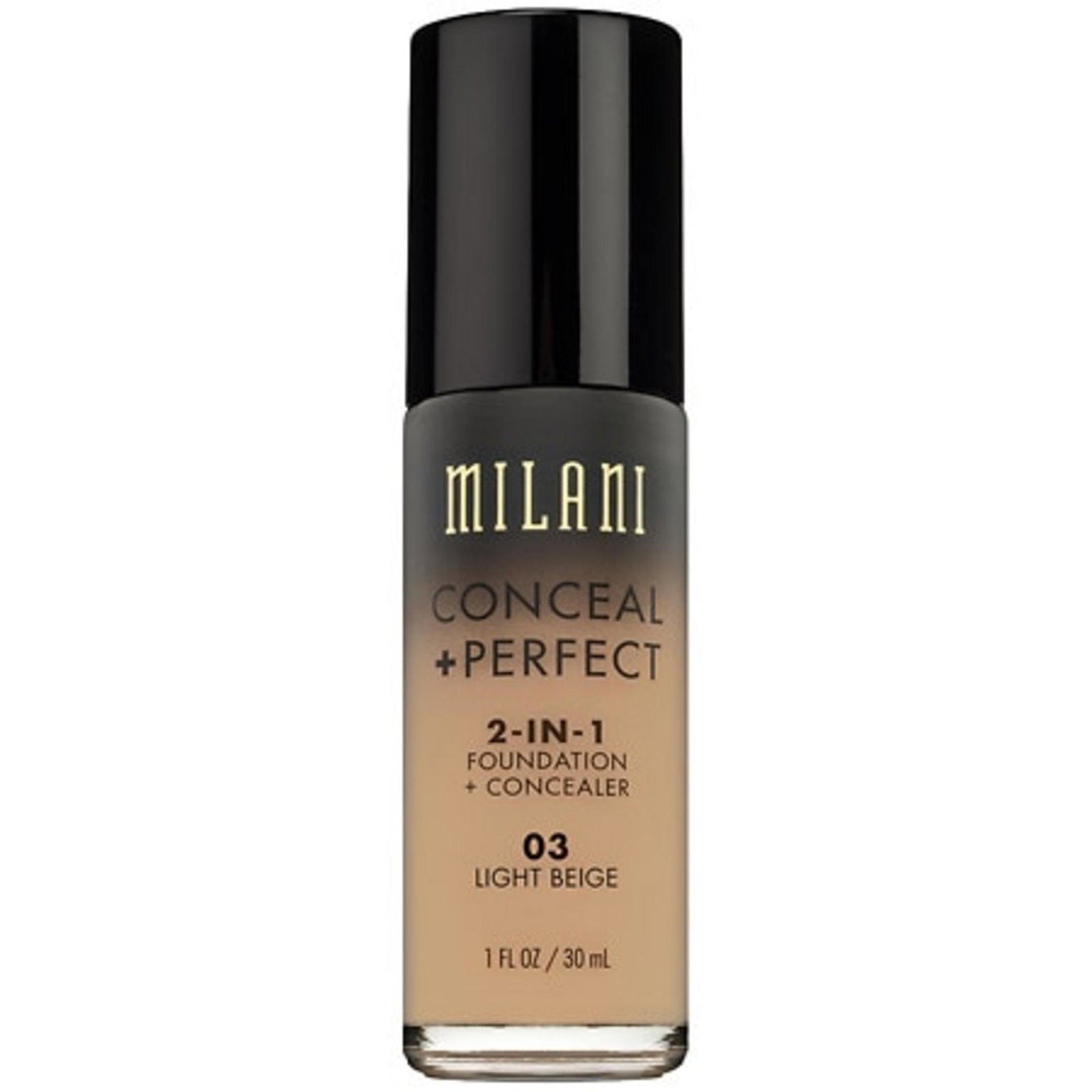 Milani, Conceal + Perfect, Flytande foundation & concealer 2-i-1, 03, Ljusbeige, 30 ml