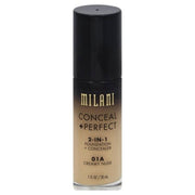Milani, Conceal + Perfect, Matt, Flytande foundation & concealer 2-i-1, 01A, Creamy Nude, 30 ml