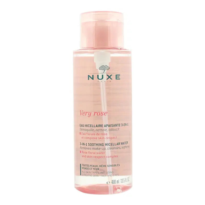 Nuxe, Very Rose, Lugnande och återfuktande, Micellärt vatten, For all skin types, including sensitive, 400 ml