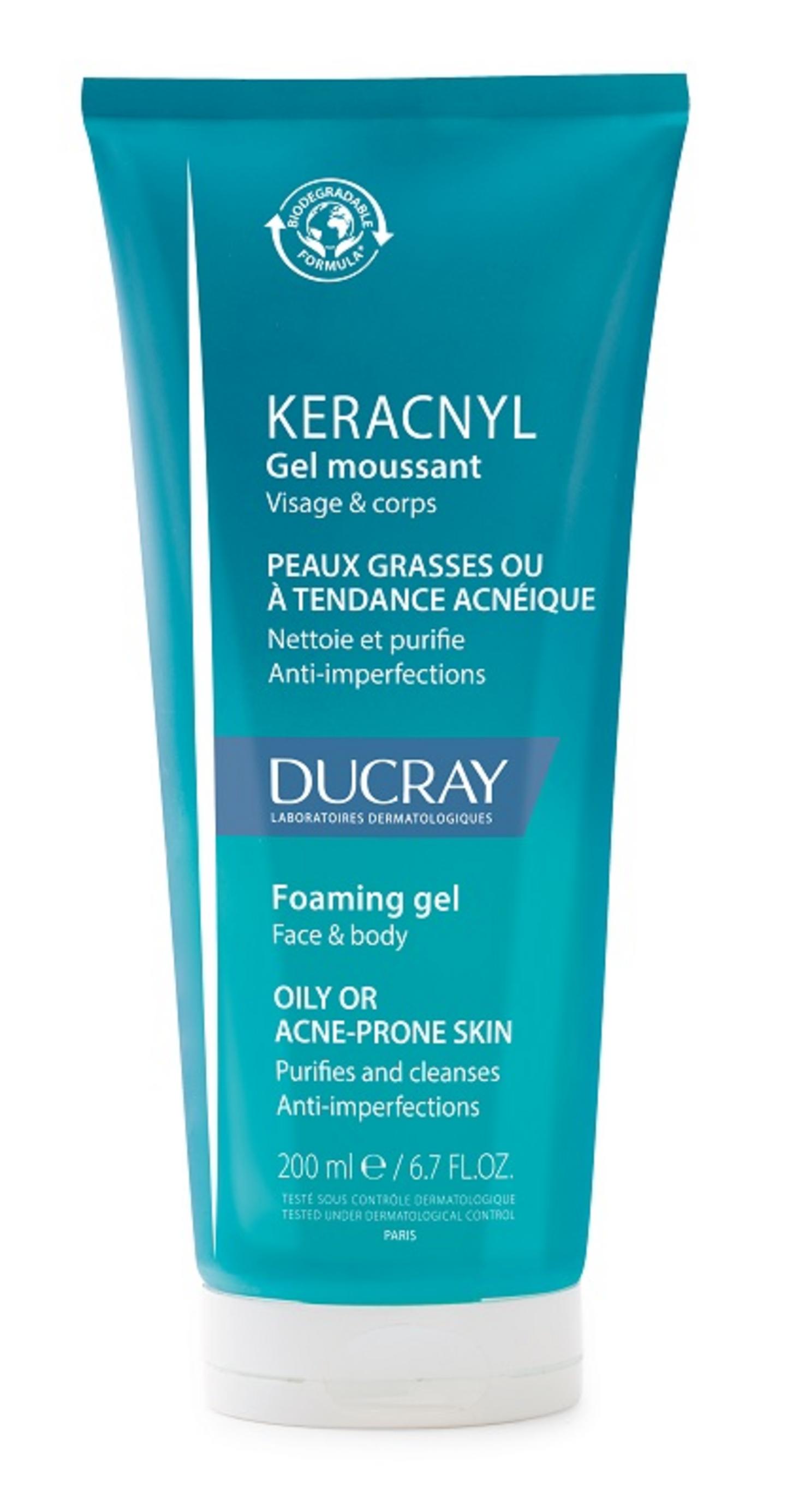 Ducray, Keracnyl, Nedbrytbar, Doft, Rengöring, Duschgel, Ansikte, Oily, 200 ml
