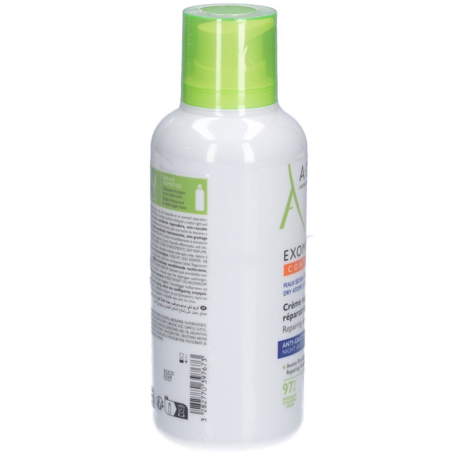A-Derma, Exomega Control, Mjukgörare, Natt, Grädde, För ansiktet, 400 ml