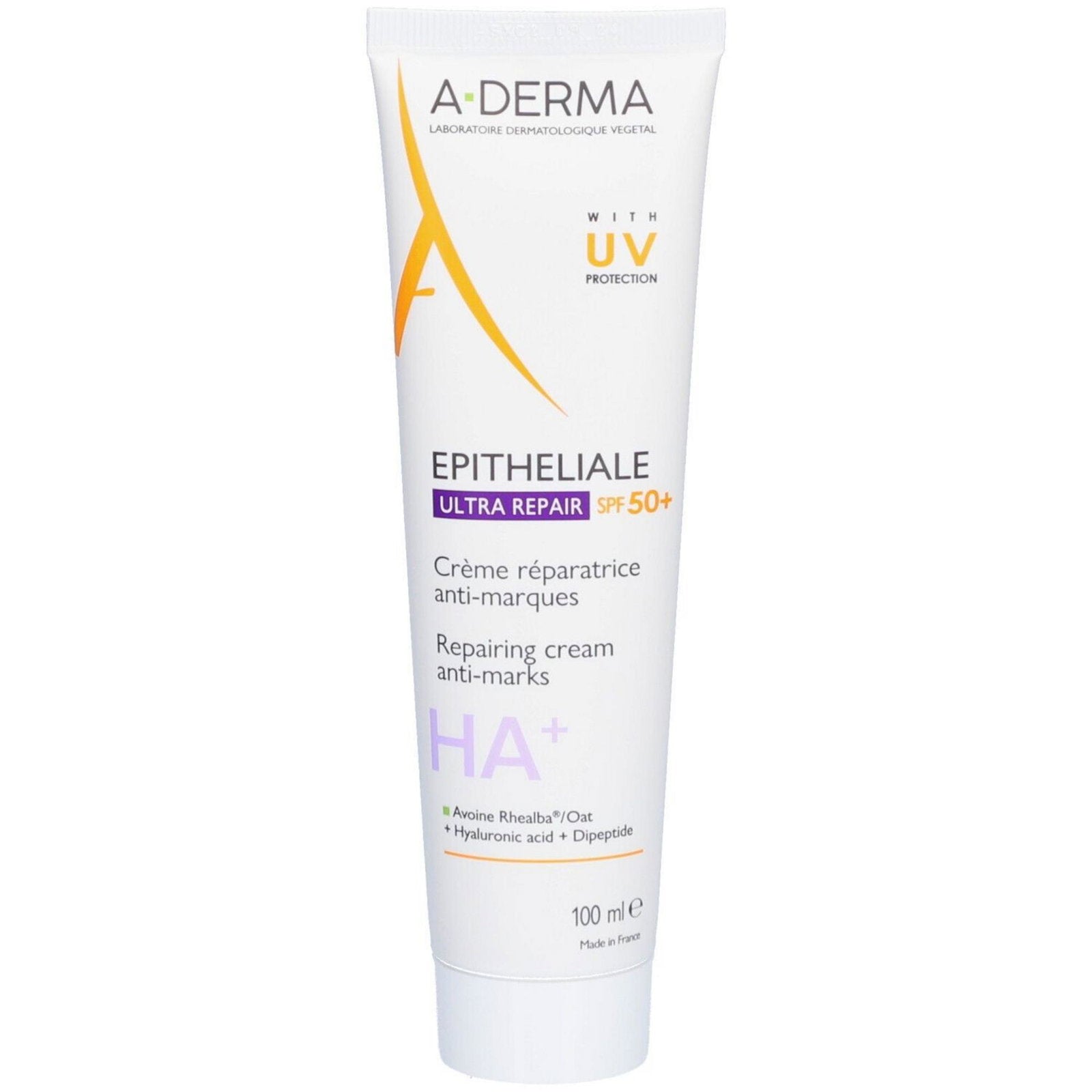 A-Derma, Epitheliale Ultra Repair, Paraben, Reparation, Dagligen, Grädde, För ansikte & kropp, SPF 50+, 100 ml