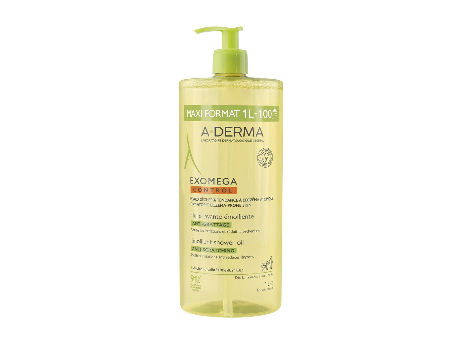 A-Derma, Exomega Control, Doft, Mjukgörare, Duscholja, Kropp, För torr hud, 1000 ml