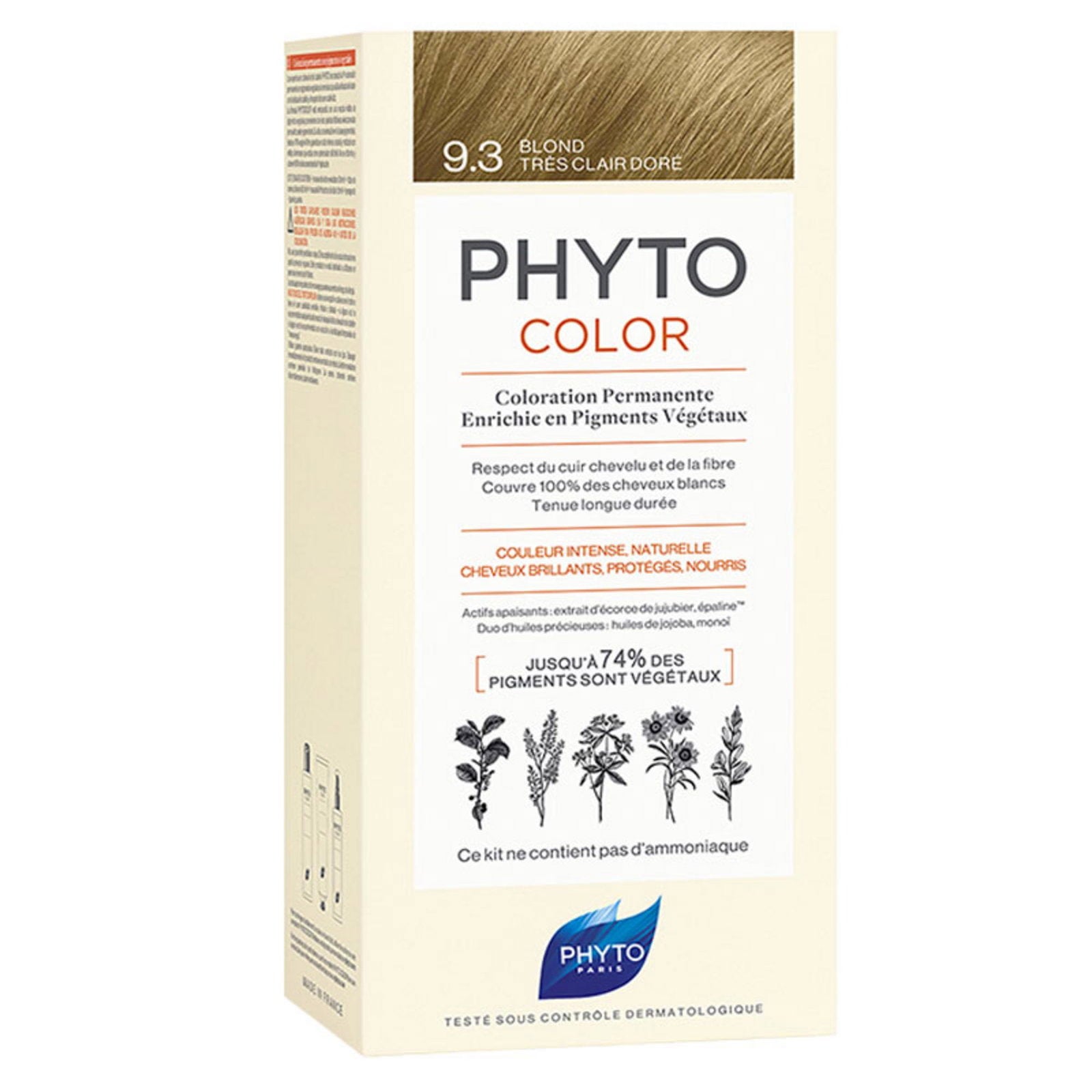Phyto, Color, Permanent hårfärg, 9.3 Very Light Golden Blonde, 50 ml