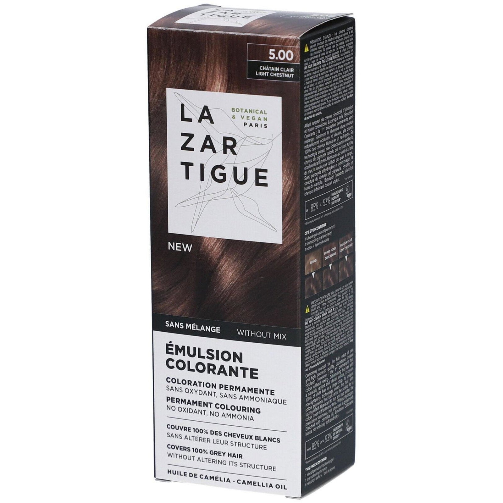 Lazartigue, Emulsion Colorante, Permanent hårfärg, 5.00 Light Chestnut, 60 ml