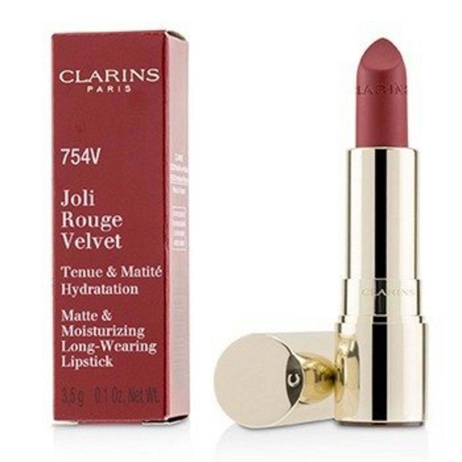 Clarins, Joli Rouge, Sammet, Krämigt läppstift, 754V, Djuprött, 3.5 g