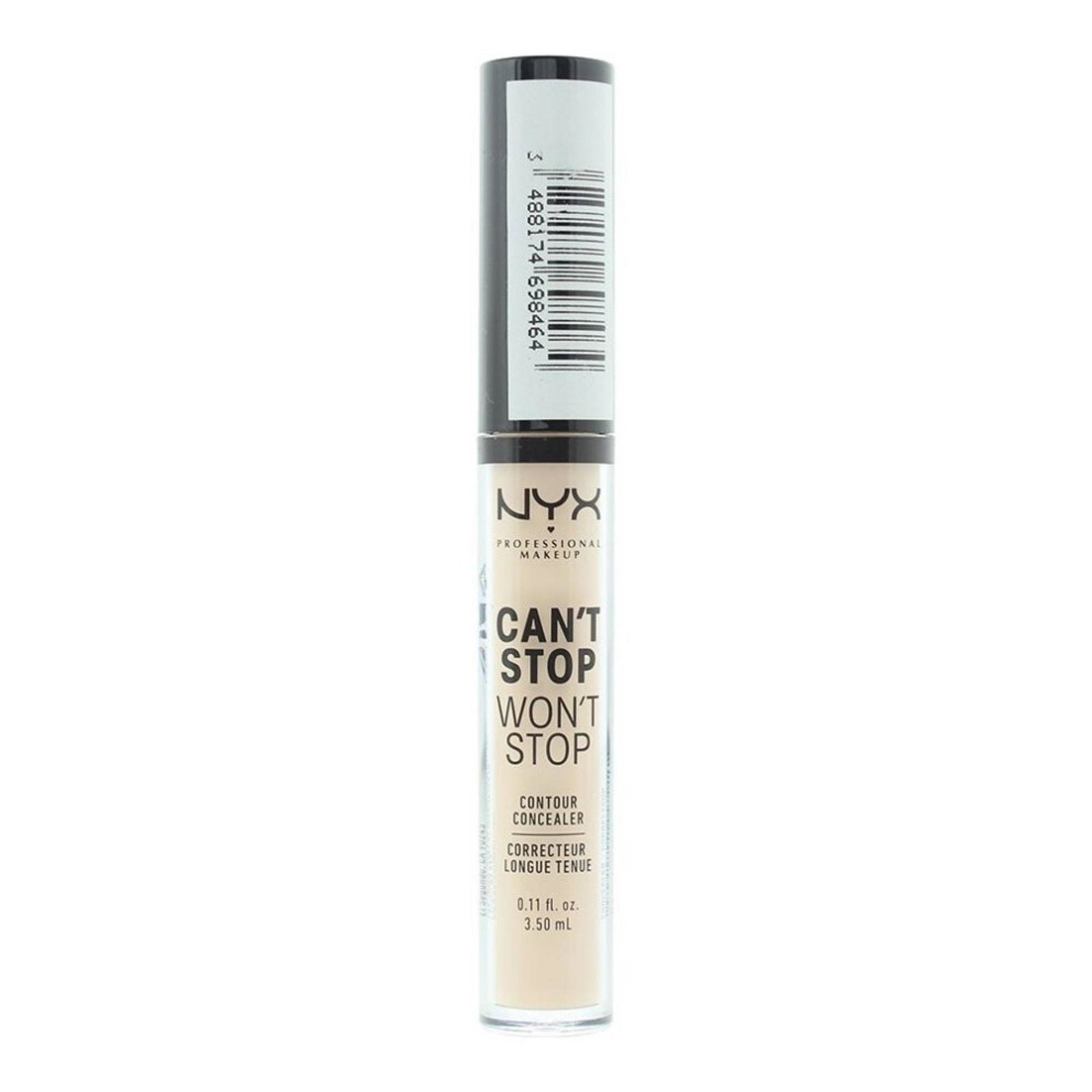 Nyx, Can't Stop Won't Stop, Vegan, Matt, Flytande concealer, Ljus elfenben, 3.5 ml