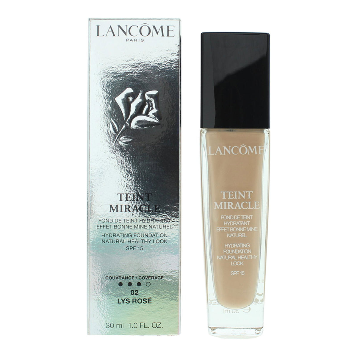 Lancome, Teint Miracle, Medeltäckning, Flytande foundation, 02, Lys Rose, SPF 15, 30 ml