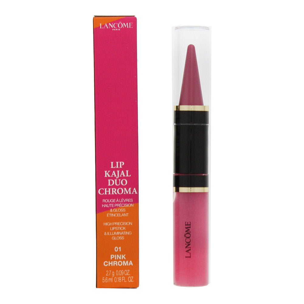 Duo Set, Lancome, Lip Kajal Duo Chroma, Krämigt läppstift & läppglans, 01, Rosa krom, 2.7 g