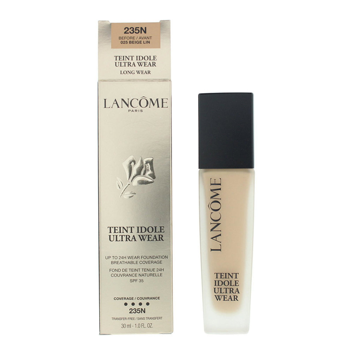 Lancome, Teint Idole Ultra Wear, Naturlig täckning, Flytande foundation, 235N, SPF 35, 30 ml