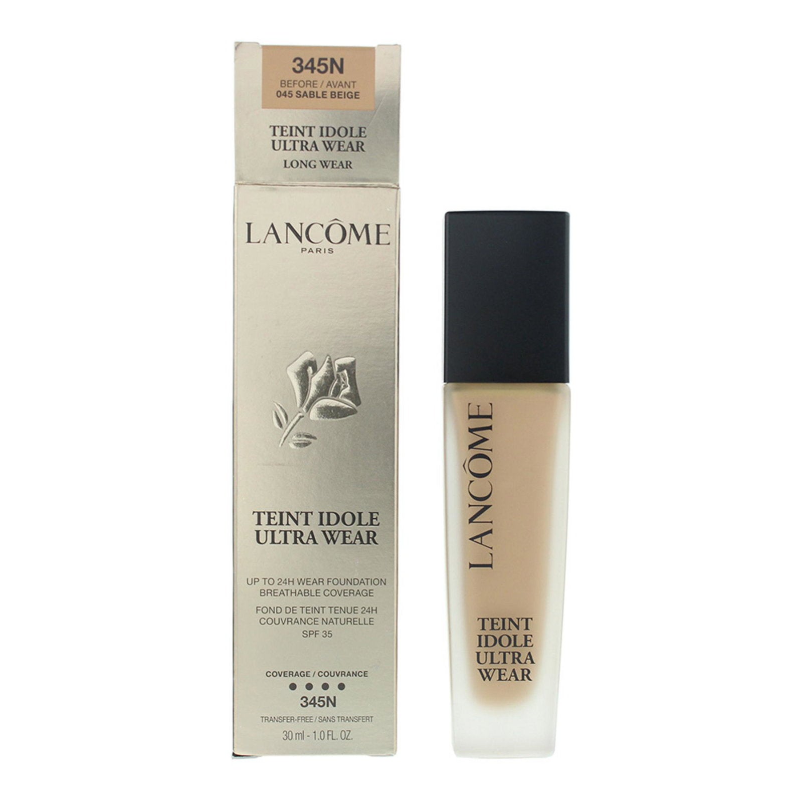 Lancome, Teint Idole Ultra Wear, Naturlig täckning, Flytande foundation, 345N, SPF 35, 30 ml