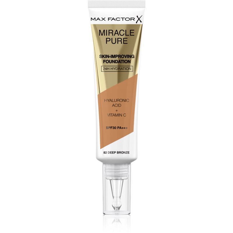 Max Factor, Miracle Pure, Flytande foundation, 82, Djup brons, SPF30, 30 ml