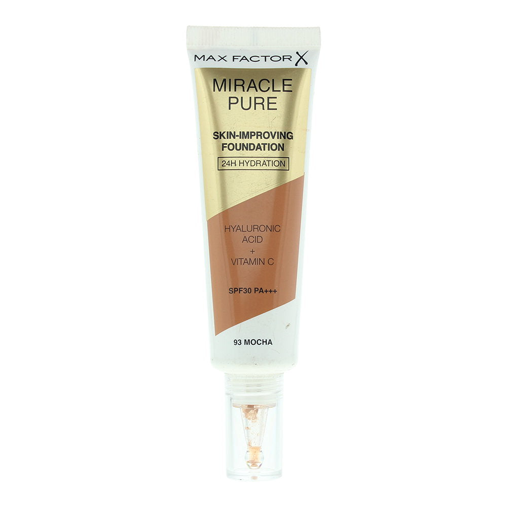 Max Factor, Miracle Pure, Flytande foundation & serum 2-i-1, Mocha, 93, SPF30, 30 ml