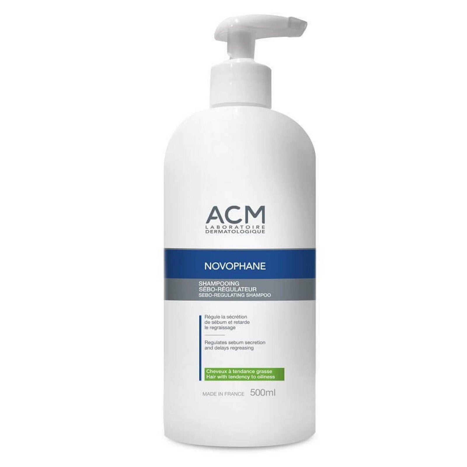 Laboratoire ACM, Novophane, Hårbehandlingsschampo, För reglering av överflödigt talg, För fett hår, 500 ml