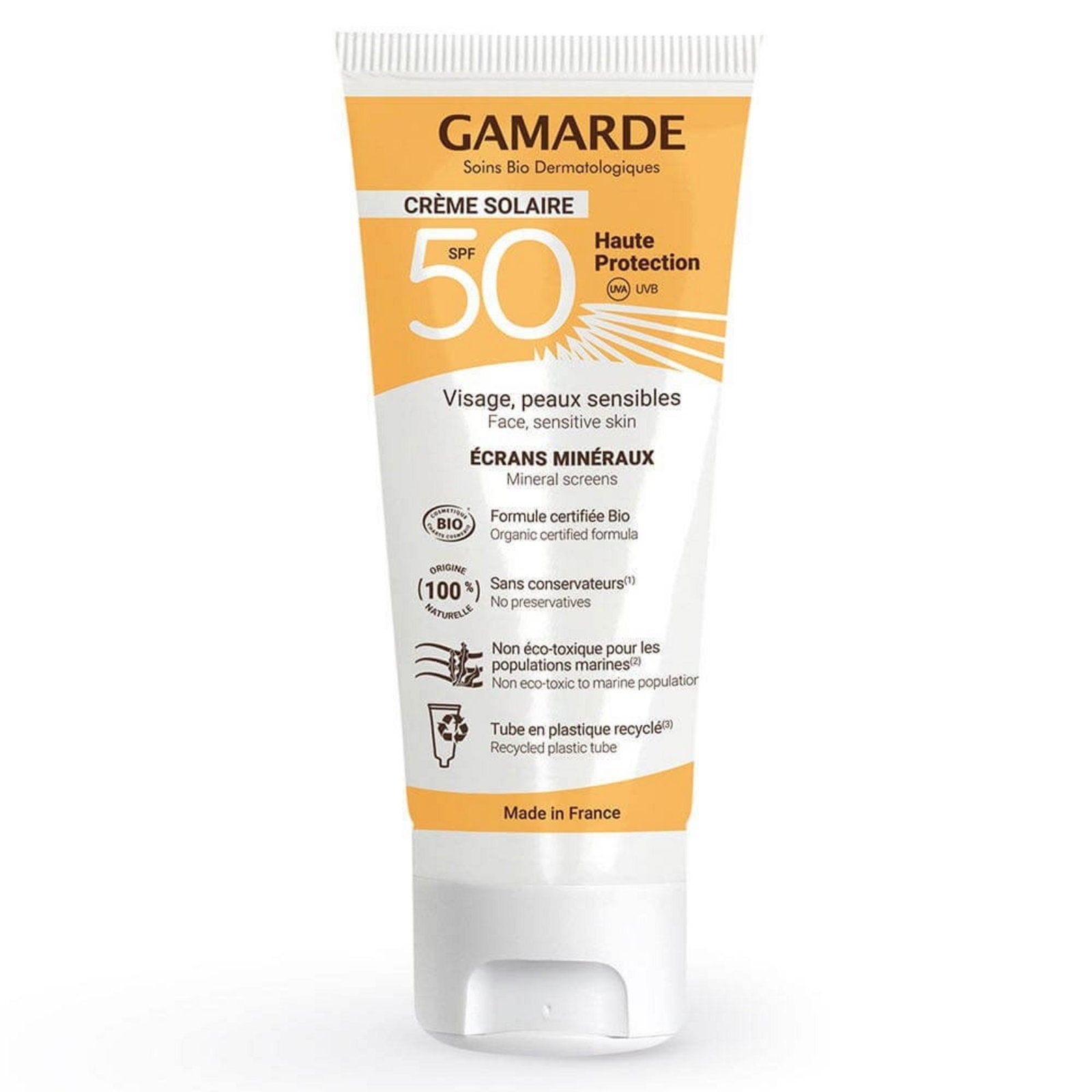 Gamarde, Gamarde, Bio, Sol skydd, Solkräm, För ansiktet, SPF 50, 40 ml