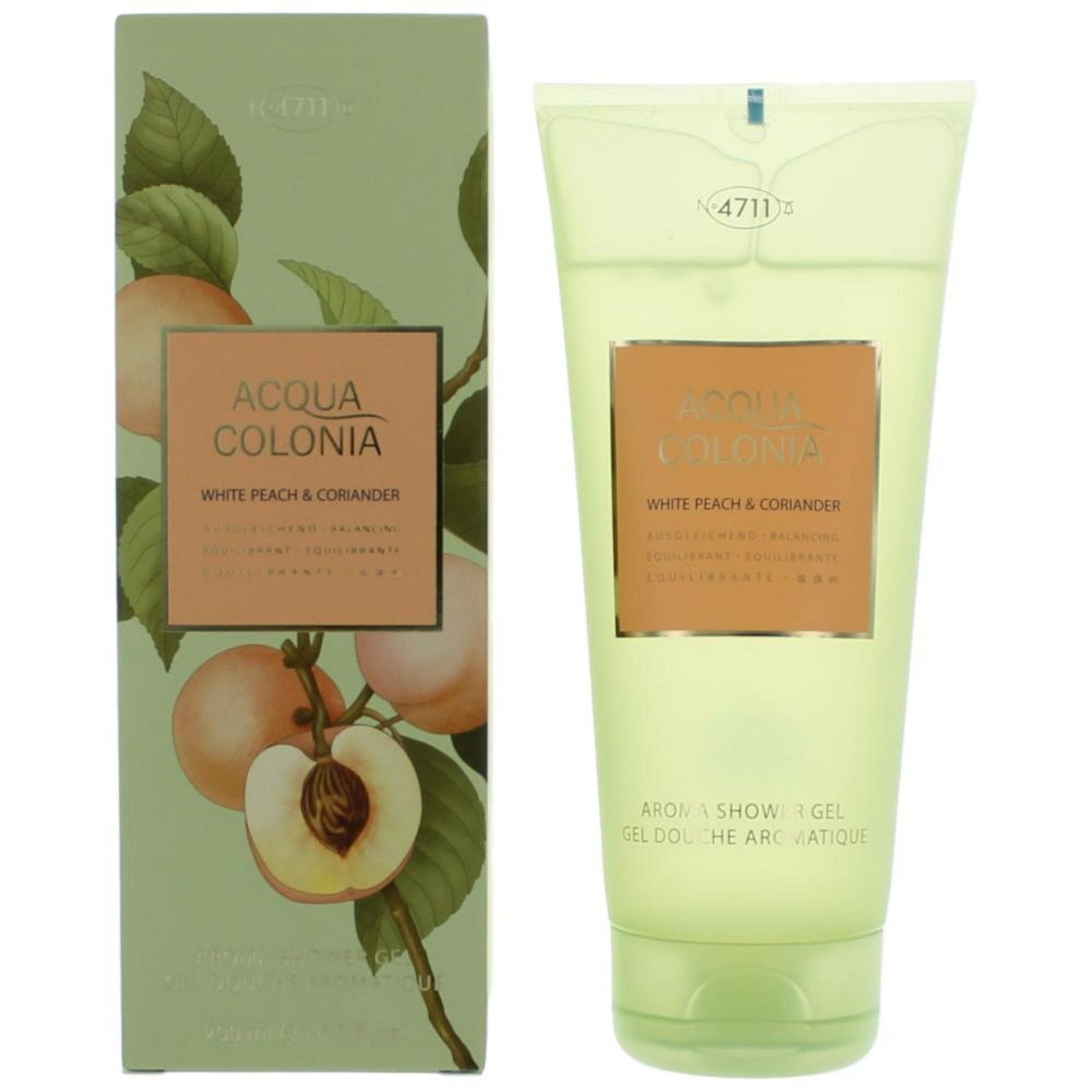 4711, Acqua Colonia, Vit persika och koriander, Återfuktande, Duschgel, Kropp, Alla hudtyper, 200 ml