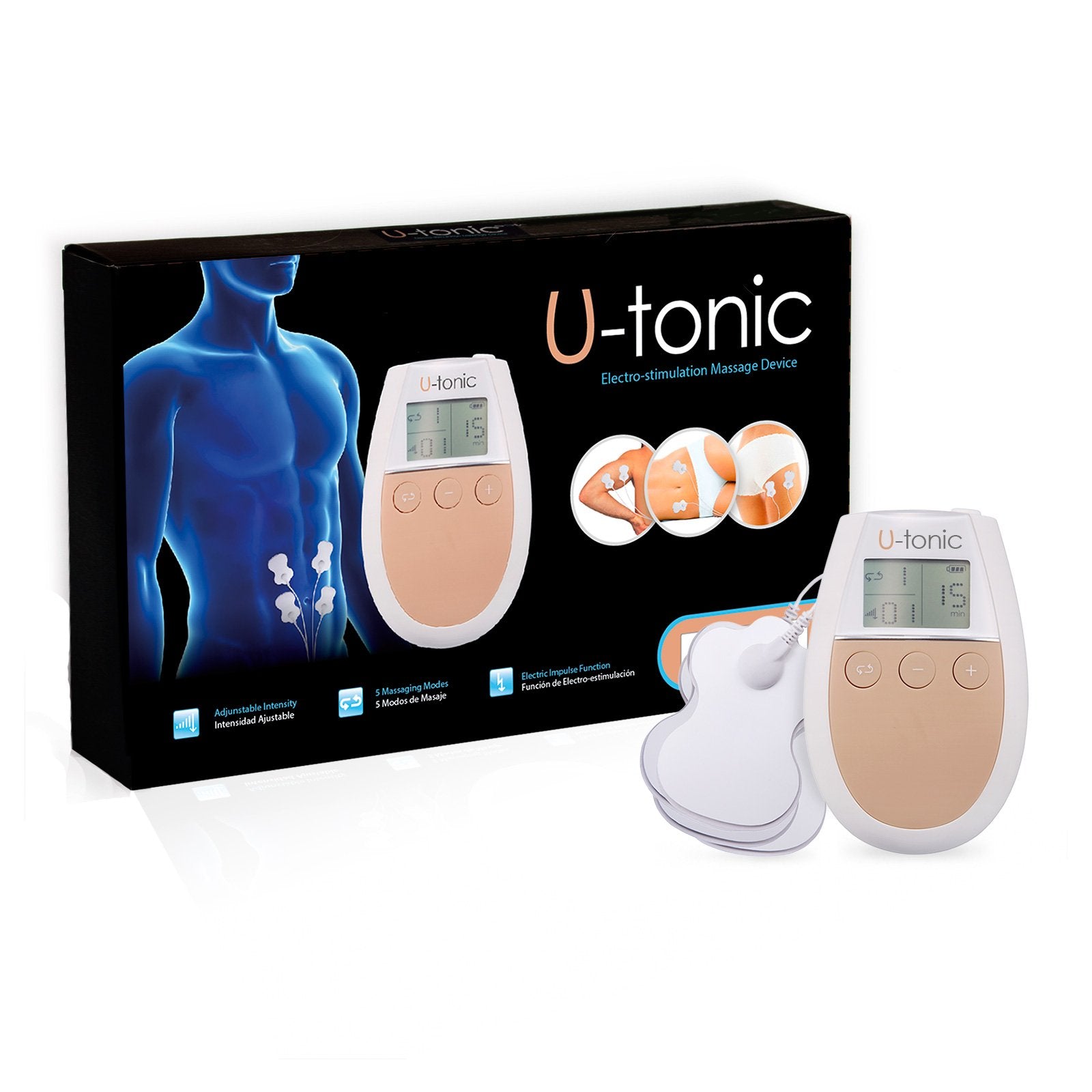 500 Cosmetics, U-Tonic, Electrostimulation With 4 Vibrating Units, Massager, For Muscles, Vit, Unisex, Vuxen