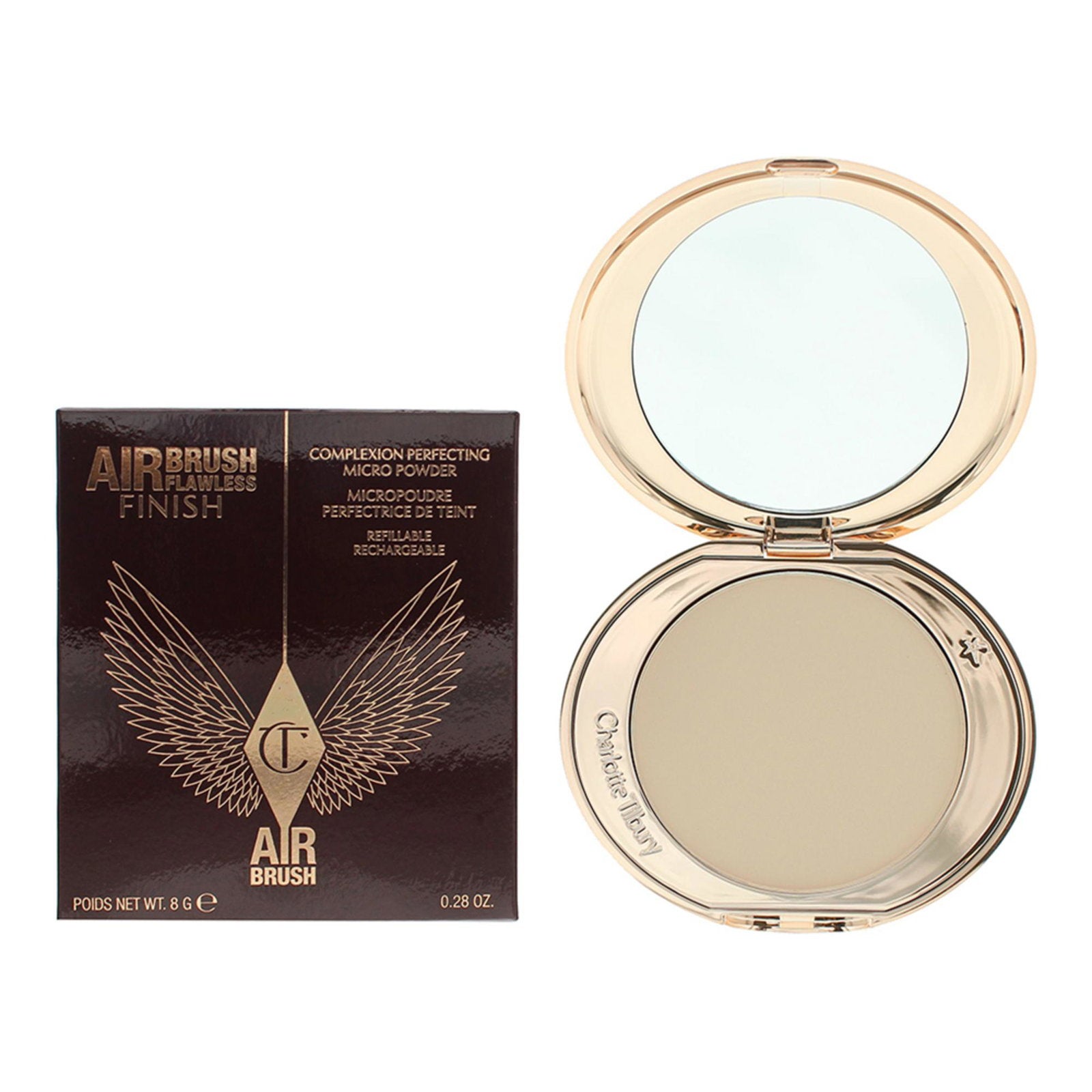 Charlotte Tilbury, Airbrush Flawless, Utjämning, Kompaktpuder, 1, Rättvis, 8 g