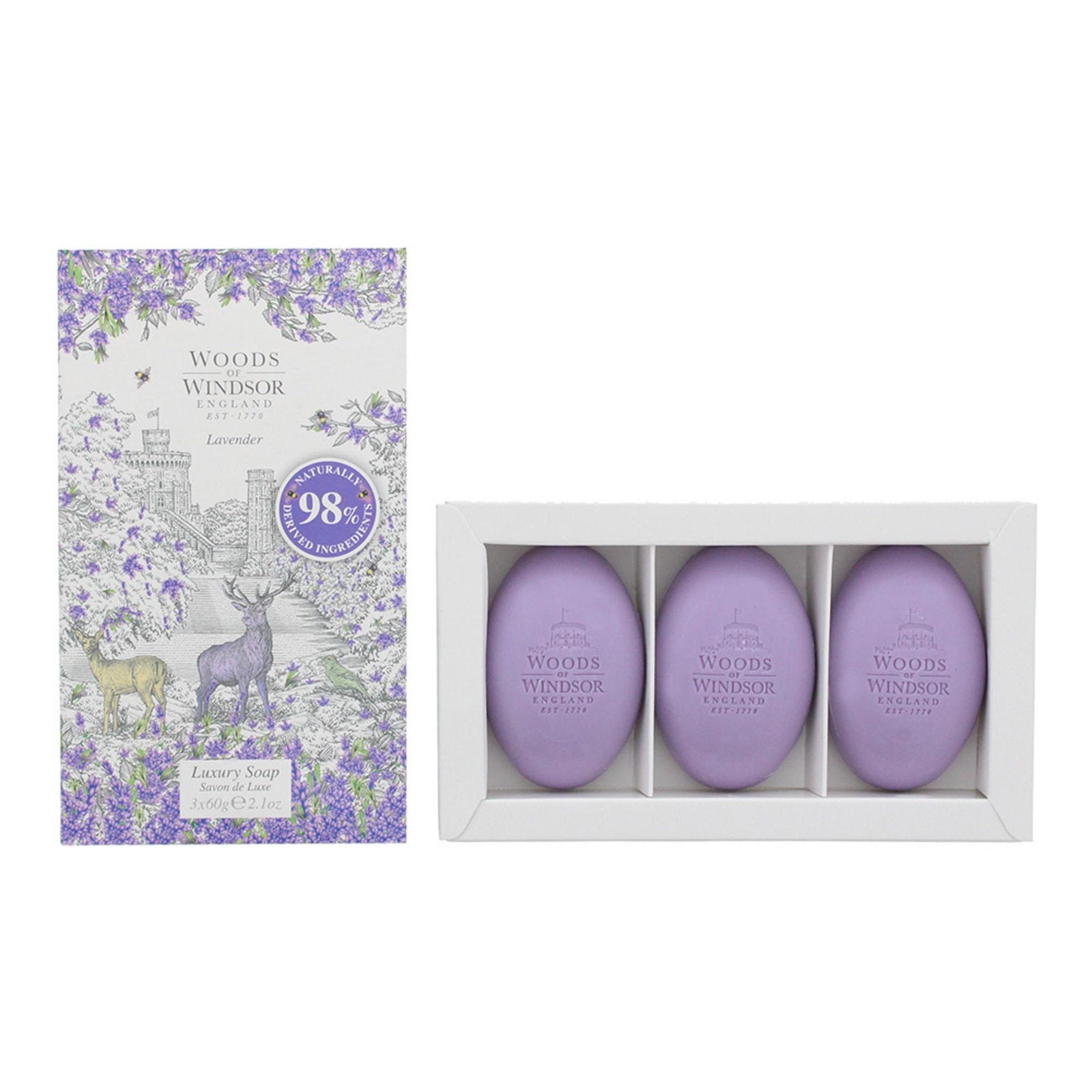 Set Trio, Woods Of Windsor, Lavender, Städning, Lavendel, Massage tvål, Sheasmör, 3 st, 60 g