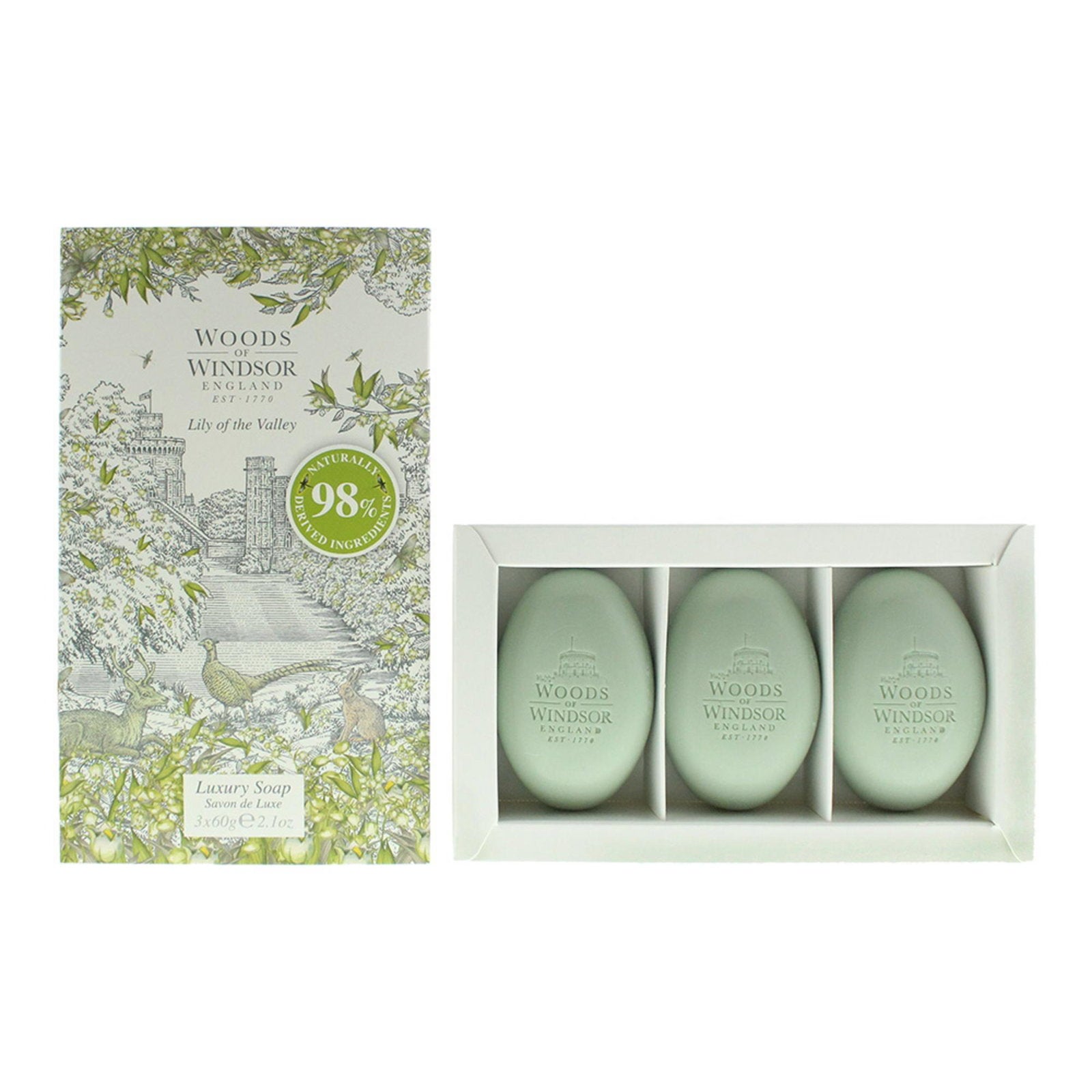 Set Trio, Woods Of Windsor, Lily Of The Valley, Återfuktande, Massage tvål, Sheasmör, 3 st, 60 g