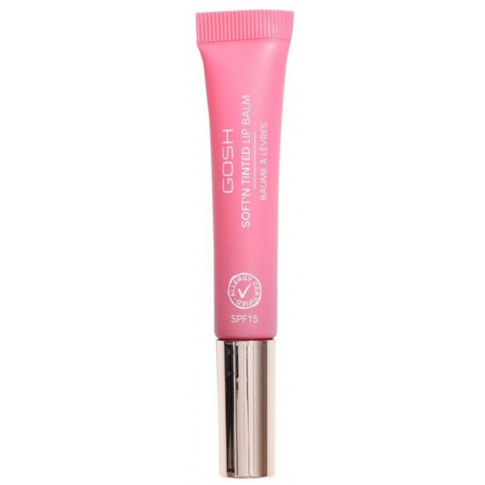 Gosh, Soft'n Clear, Vegan, Hög glans, Läppbalsam, 005, Rosa ros, SPF 15, 8 ml