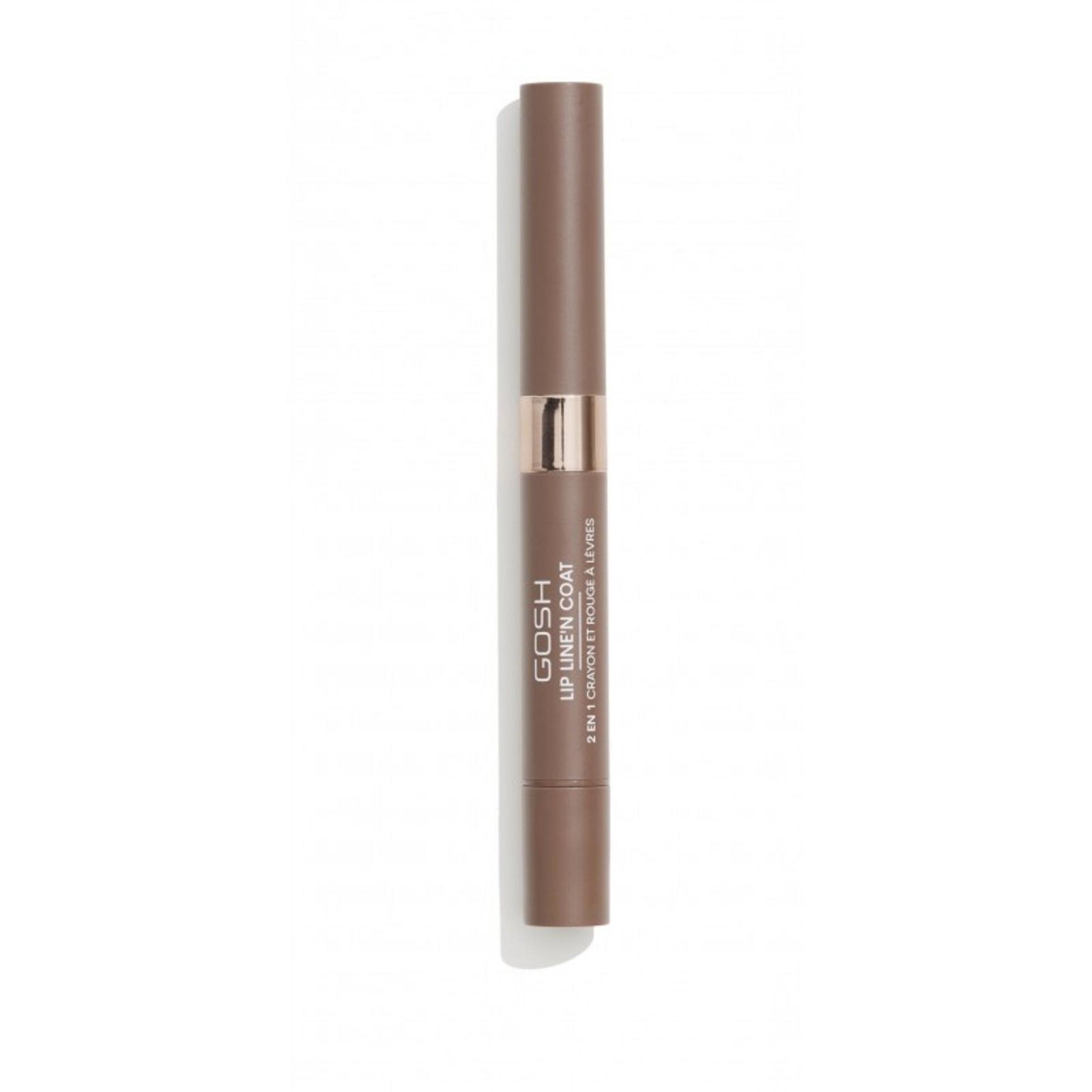 Gosh, Line'n Coat, Läppkontur och läpplack 2-i-1, 005, Brunsocker, 2 ml