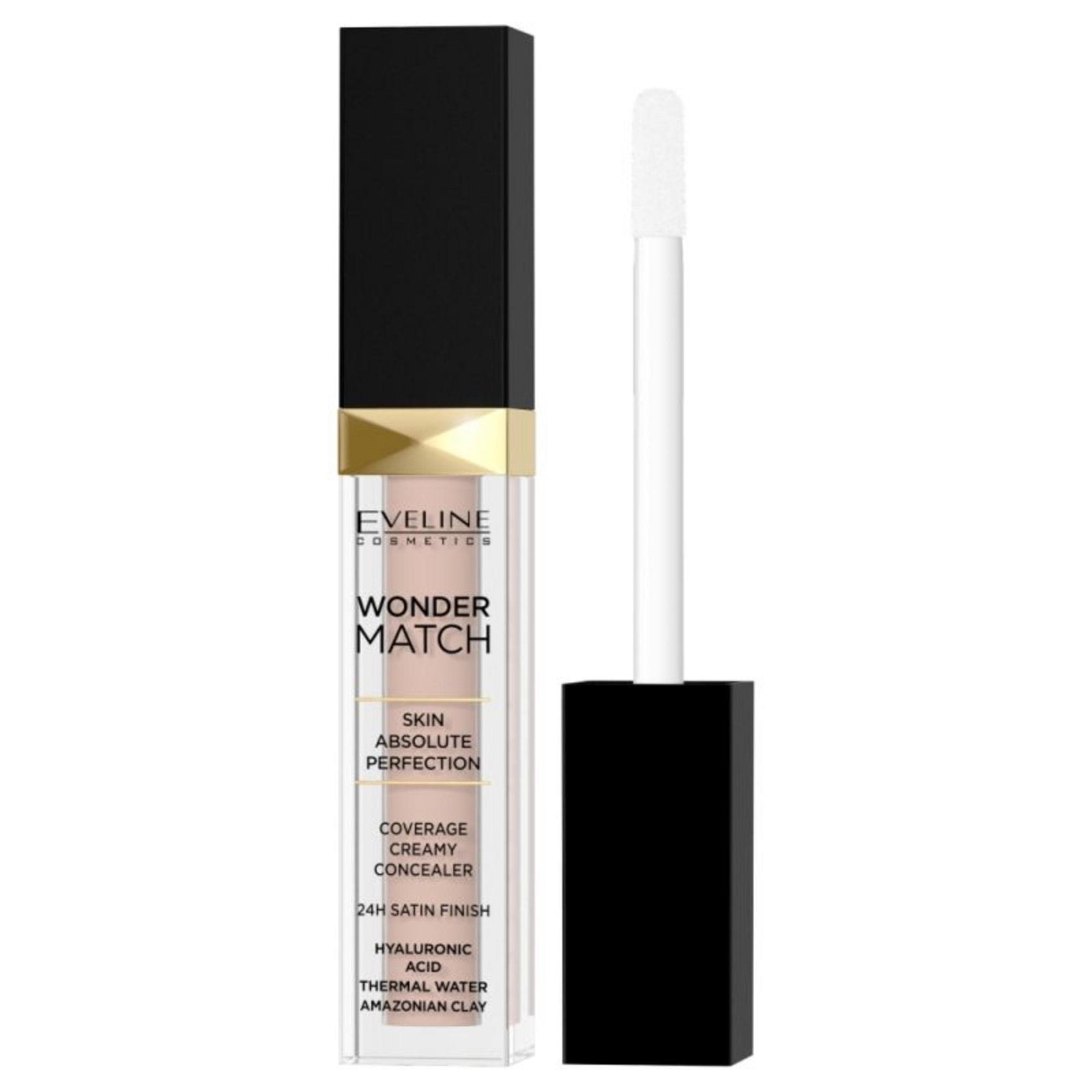 Eveline Cosmetics, Wonder Match, Hyaluronsyra, Satinfinish, Krämconcealer, 20, Persika, 6.8 ml