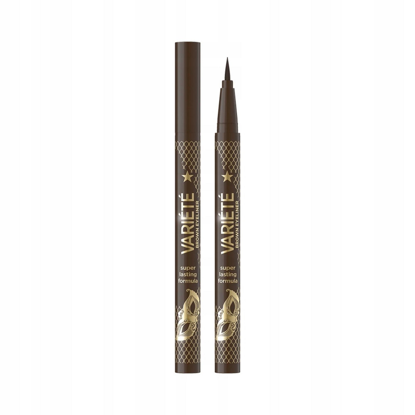 Eveline Cosmetics, Variete, Precisions eyelinerborste, Flytande eyeliner, 02, Brun, 4 ml