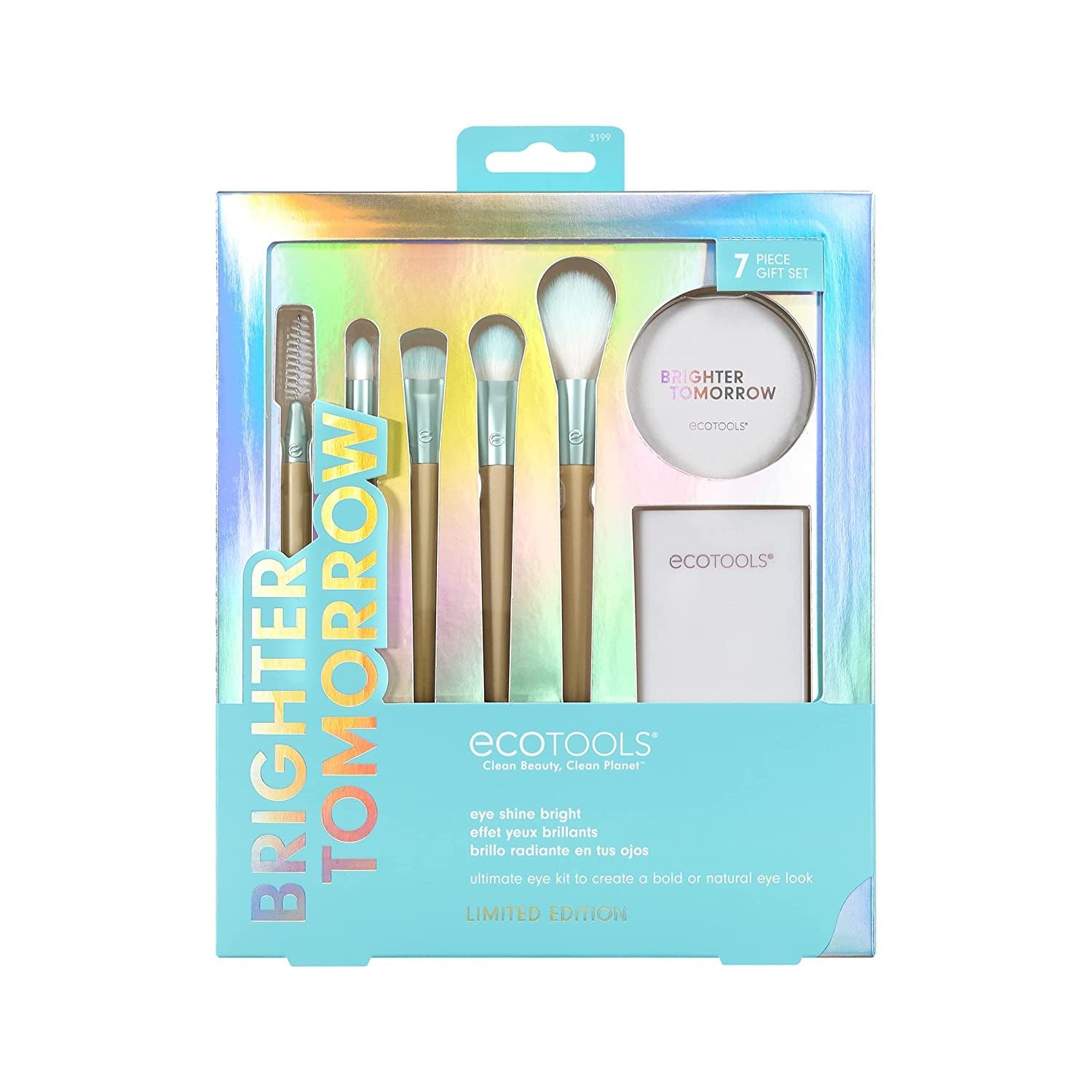 Brighter Tomorrow Set EcoTools: EcoTools, spetsig, concealerborste + EcoTools, stor, ögonskuggsborste + EcoTools, diffus, ögonskuggsborste + EcoTools, precision, highlighterborste + EcoTools, spoolie, ögonbrynsborste + kompakt spegel, ensidig + EcoT...