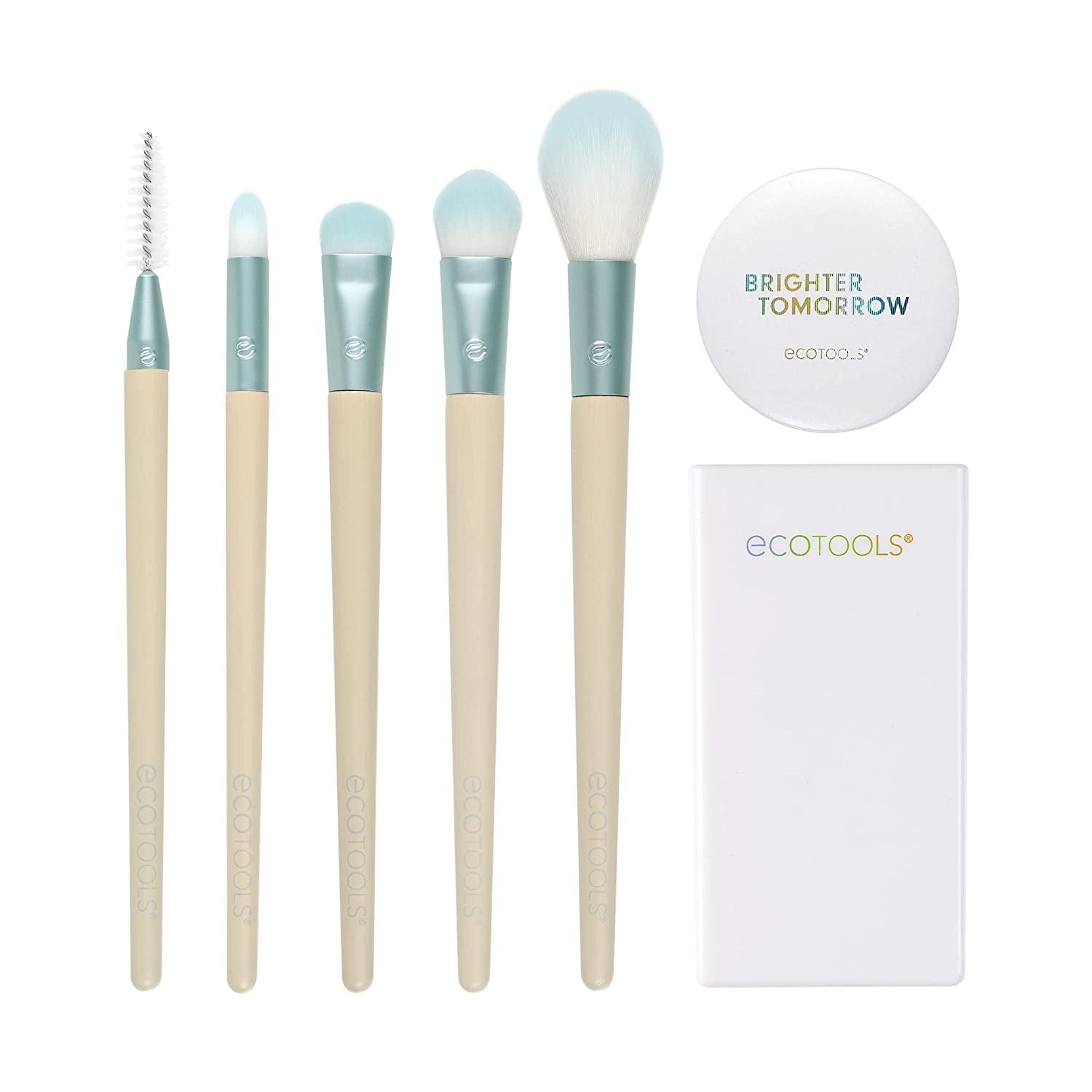 Brighter Tomorrow Set EcoTools: EcoTools, spetsig, concealerborste + EcoTools, stor, ögonskuggsborste + EcoTools, diffus, ögonskuggsborste + EcoTools, precision, highlighterborste + EcoTools, spoolie, ögonbrynsborste + kompakt spegel, ensidig + EcoT...