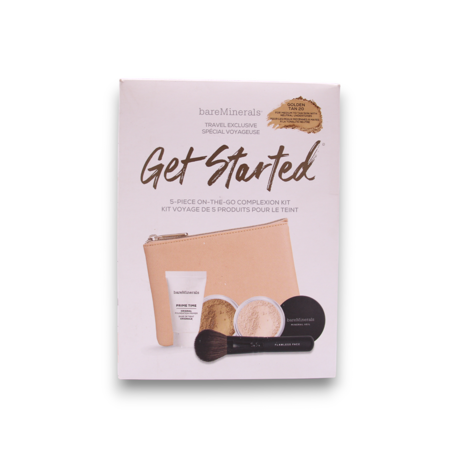 I Am An Original Set BareMinerals: Prime Time, Vitamin E, Smooth Wear, Foundation Primer, Golden Tan, 15 ml +  + Mineral Veil, Matte Finish, Loose Setting Powder, Golden Tan, 2 g + BareMinerals, Setting, Powder Brush