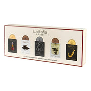 Set Lattafa: Artisan Ethnique, Eau De Parfum, For Women, 20 ml + Natural Oud, Eau De Parfum, For Women, 20 ml + Tharwah Silver, Eau De Parfum, For Women, 20 ml + Eternal Oud, Eau De Parfum, For Women, 20 ml + Shuyukh Gold, Eau De Parfum, For Women, 20 ml