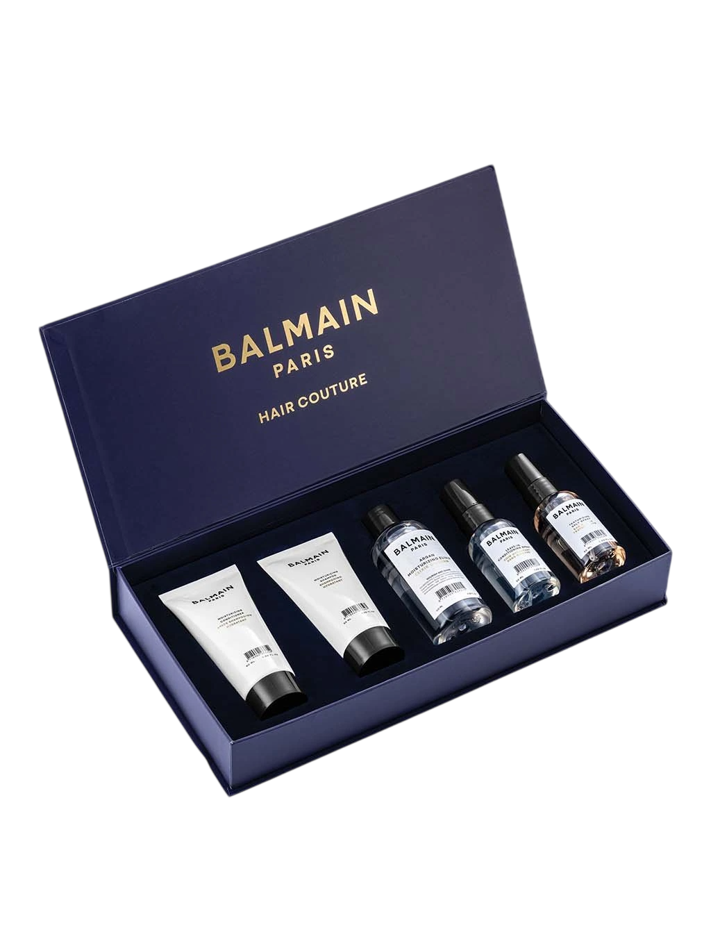 Set Balmain Professionnel: Moisturizing, Hair Shampoo, For Hydration, 50 ml + Moisturizing, Hair Conditioner, For Hydration, 50 ml + Balmain Professionnel, Salt Spray, For Definition & Texture, Light Hold, 50 ml + Argan Moisturising Elixir, Hair Oil, F...