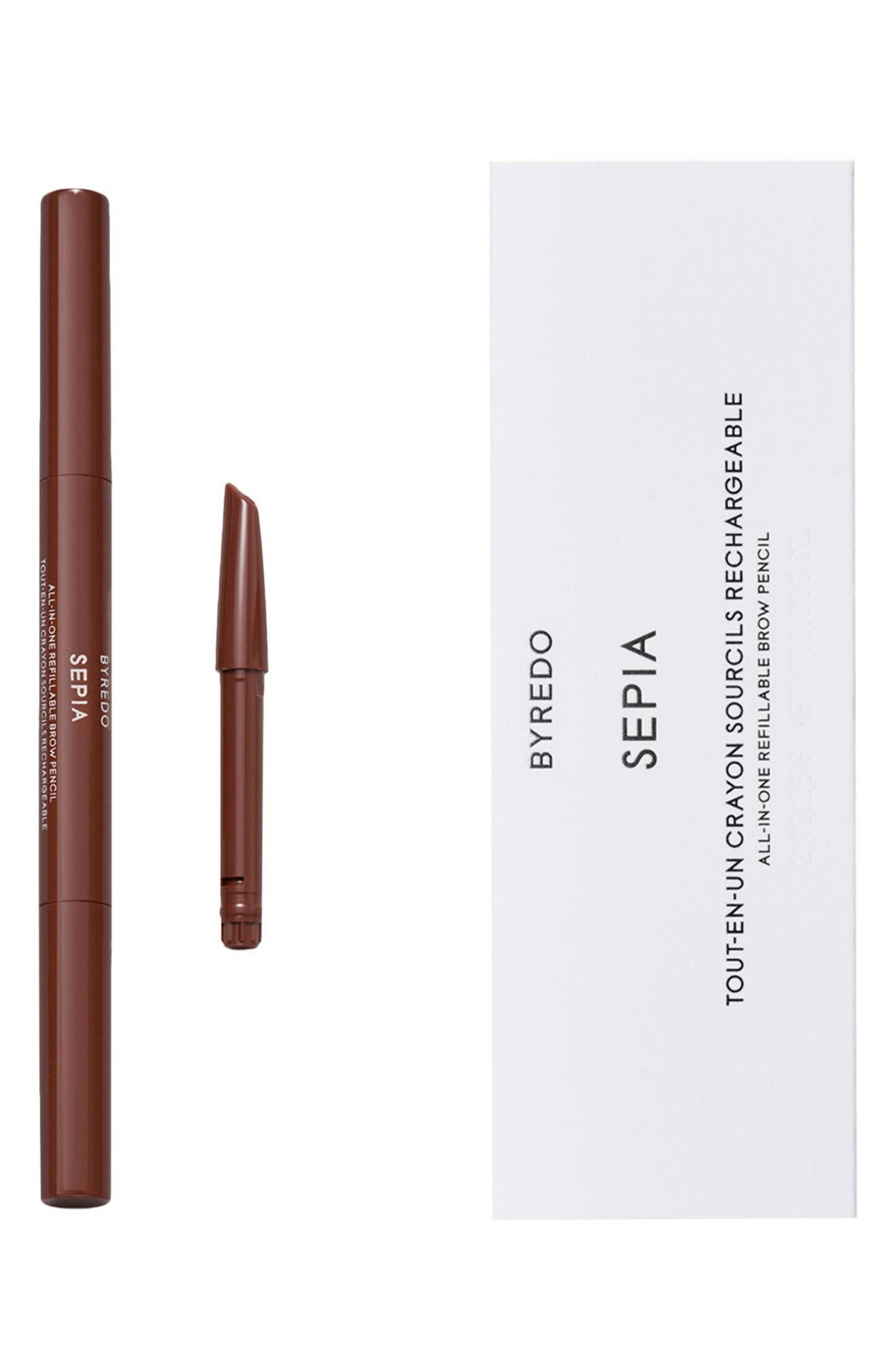 Byredo, All-In-One, Precision, Dubbeländad, Ögonbrynskräm penna & borste 2-i-1, 02, Sepia, 0.5 g