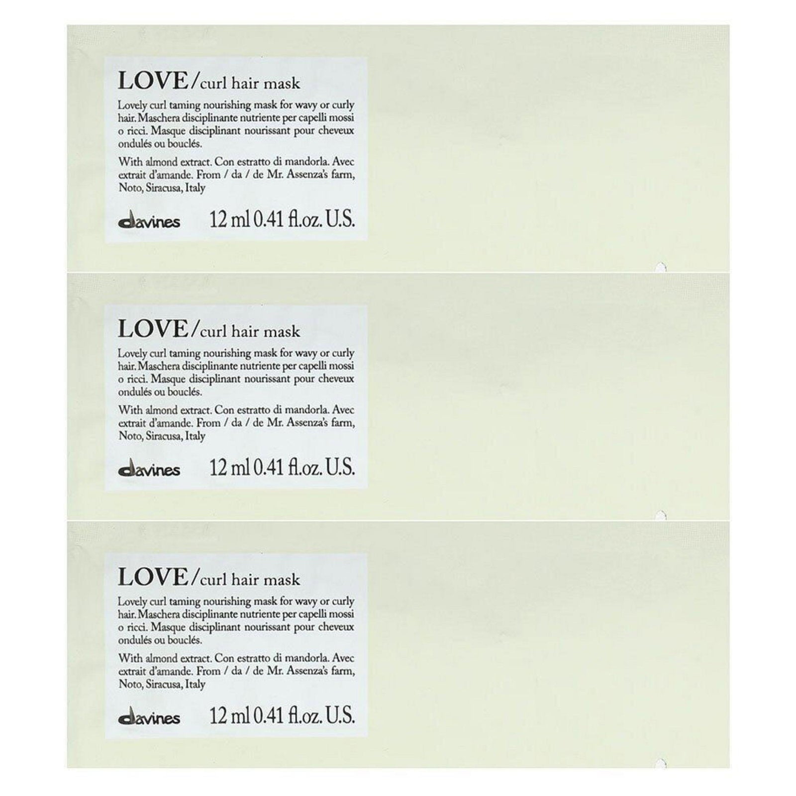 Davines, Love, Hårbehandlingskräm mask, 12 st, 12 ml