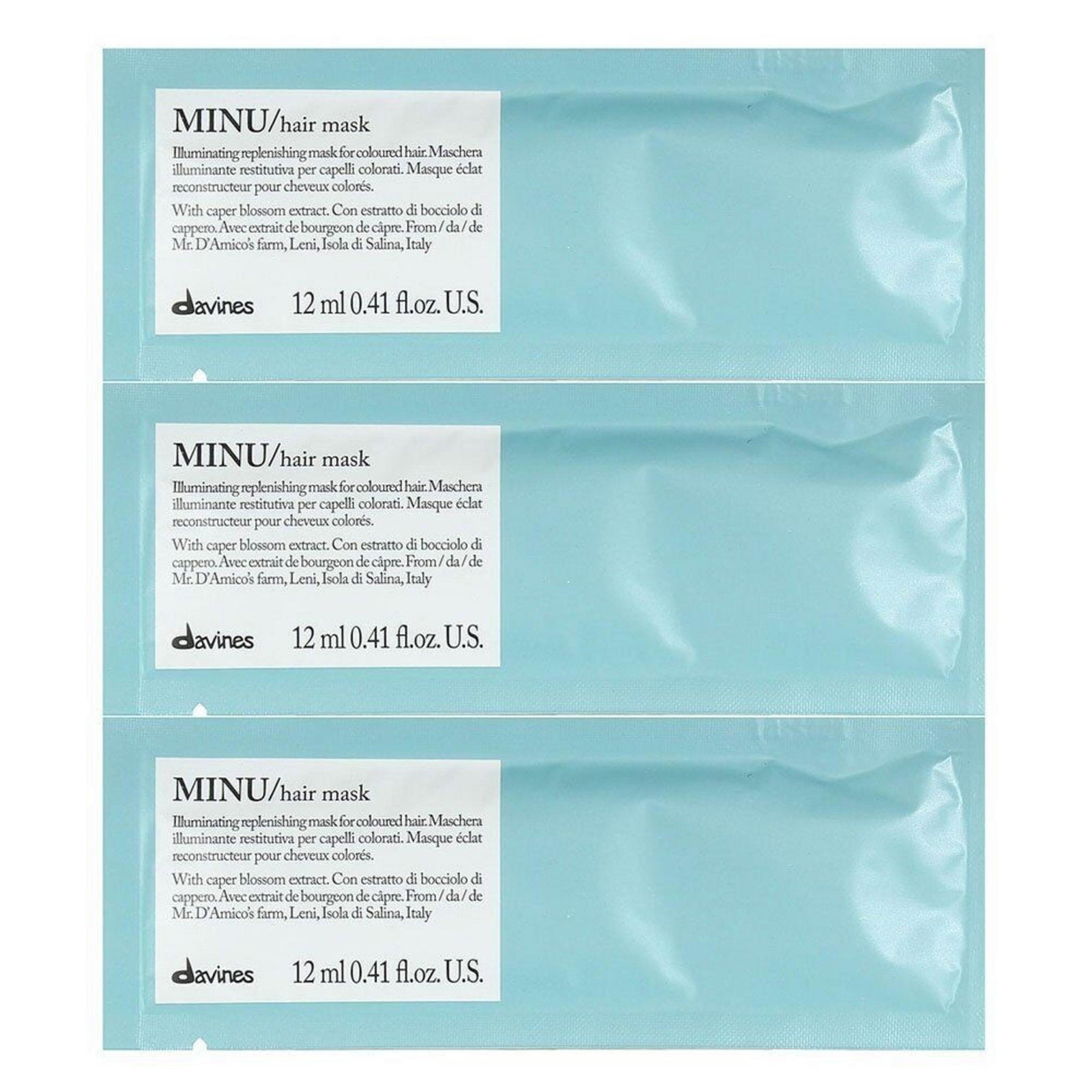 Set, Davines, Minu, Hårbehandlingskräm mask, Belyst, 12 st, 12 ml