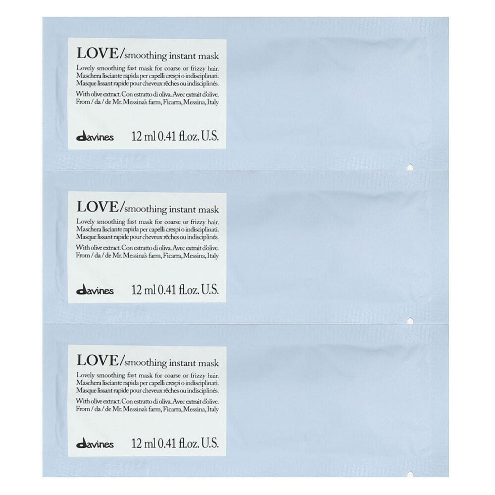 Davines, Love Smoothing, Hårbehandlingskräm mask, 12 st, 12 ml