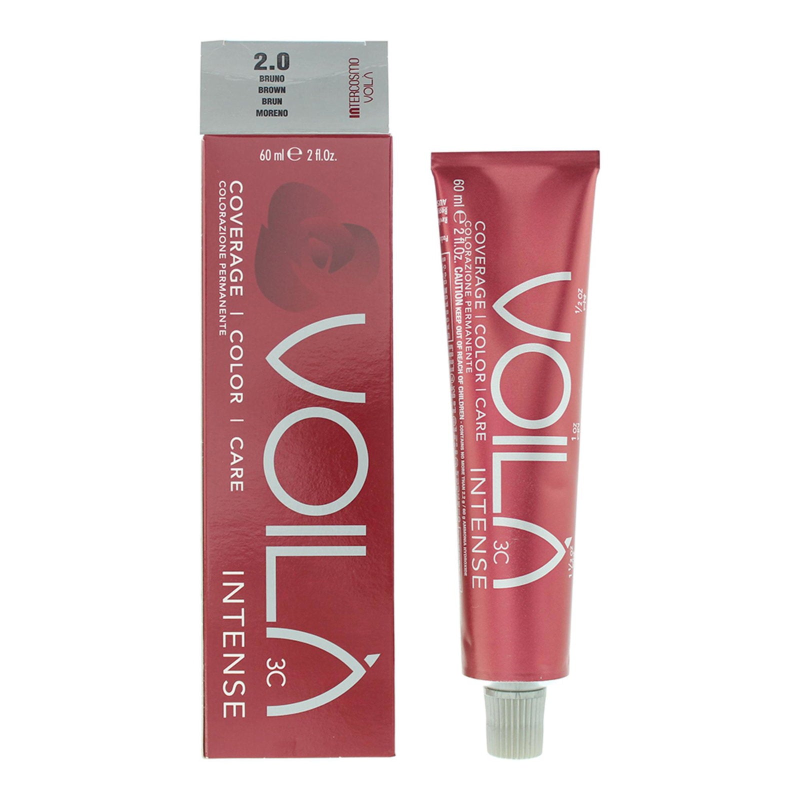 Intercosmo, Voila 3C Intense, Permanent hårfärg, 2.0 Brown, 60 ml