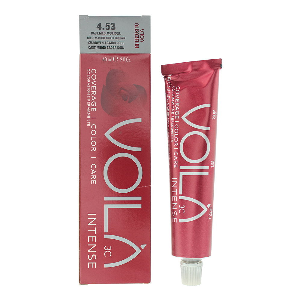 Intercosmo, Voila 3C Intense, Permanent hårfärg, 4.53 Medium Mahogany Golden Brown, 60 ml