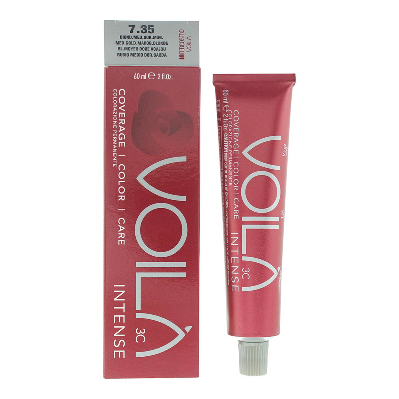 Intercosmo, Voila 3C Intense, Permanent hårfärg, 7.35 Medium Golden Mahogany Blonde, 60 ml