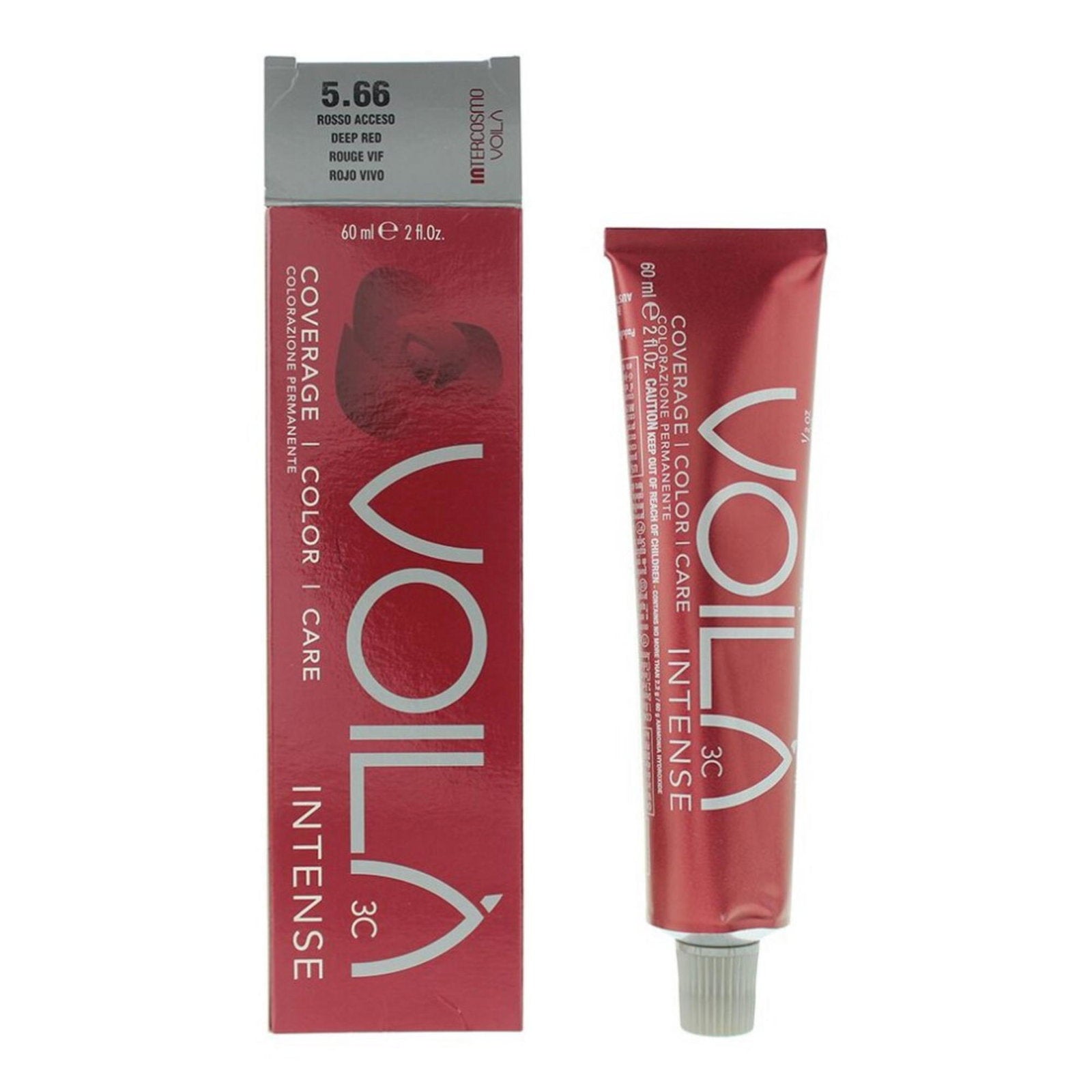 Intercosmo, Voila 3C Intense, Permanent hårfärg, 5.66 Deep Red, 60 ml
