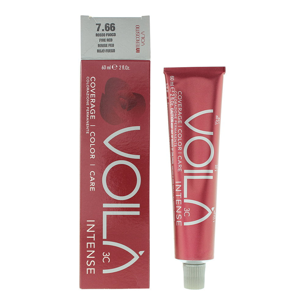 Intercosmo, Voila 3C Intense, Permanent hårfärg, 7.66 Fire Red, 60 ml