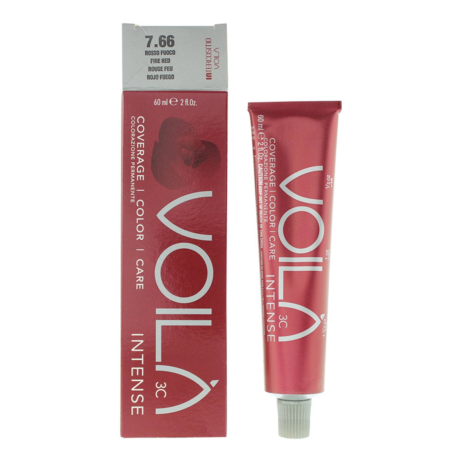 Intercosmo, Voila 3C Intense, Permanent hårfärg, 7.66 Fire Red, 60 ml