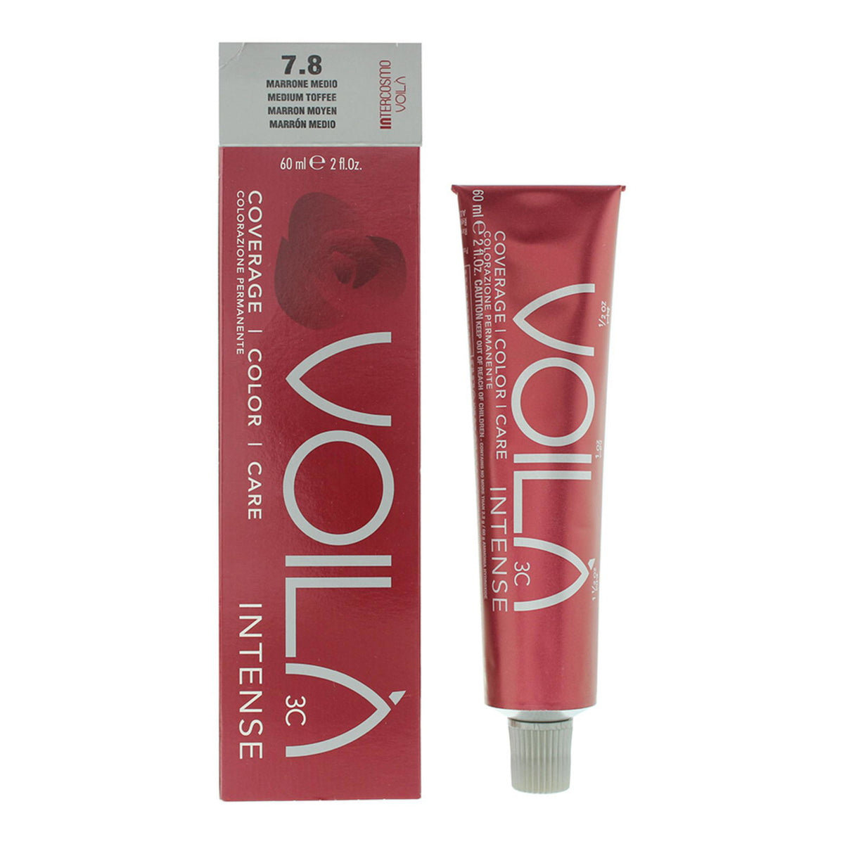 Intercosmo, Voila 3C Intense, Permanent hårfärg, 7.8 Medium Toffee, 60 ml