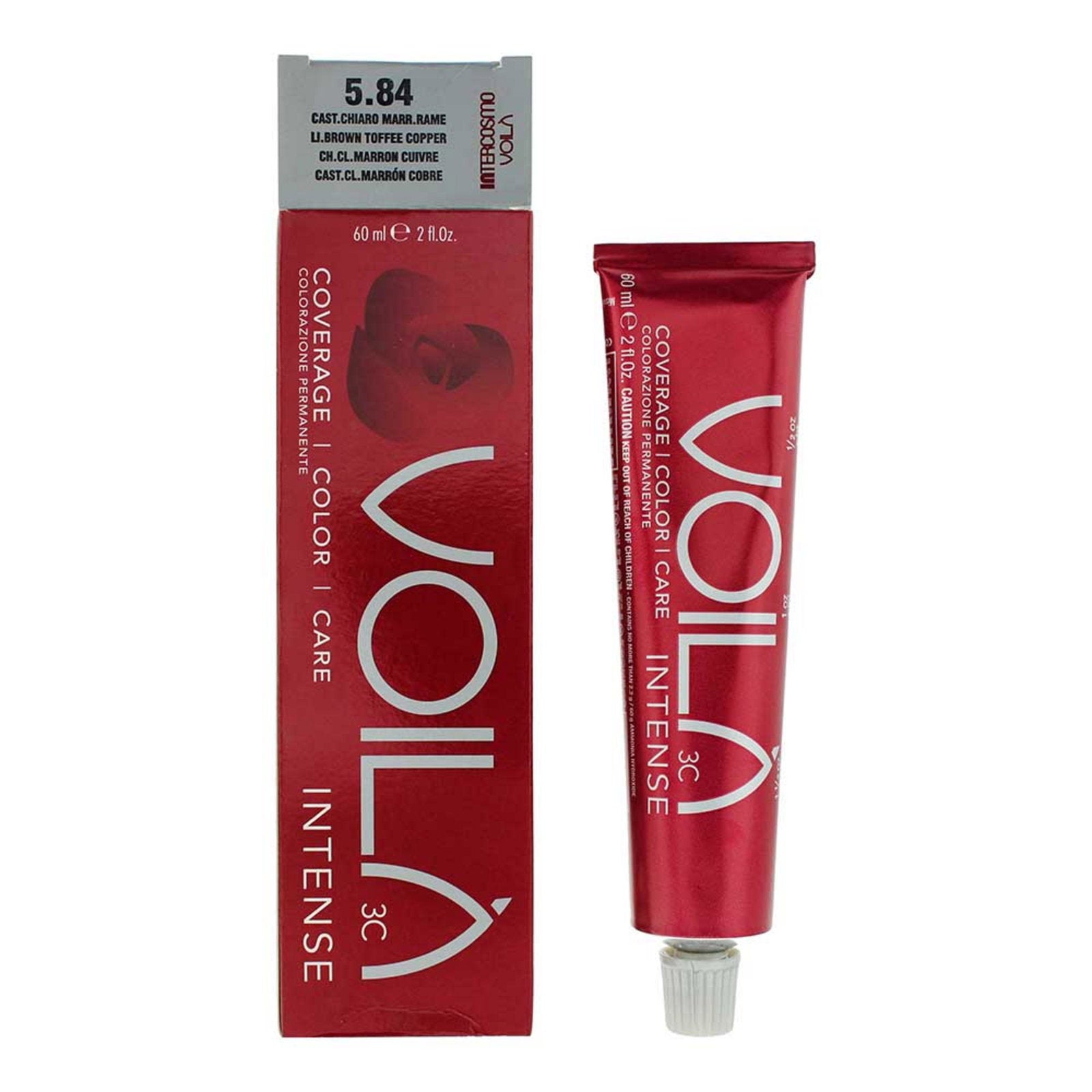 Intercosmo, Voila 3C Intense, Permanent hårfärg, 5.84 Light Brown Toffee, 60 ml