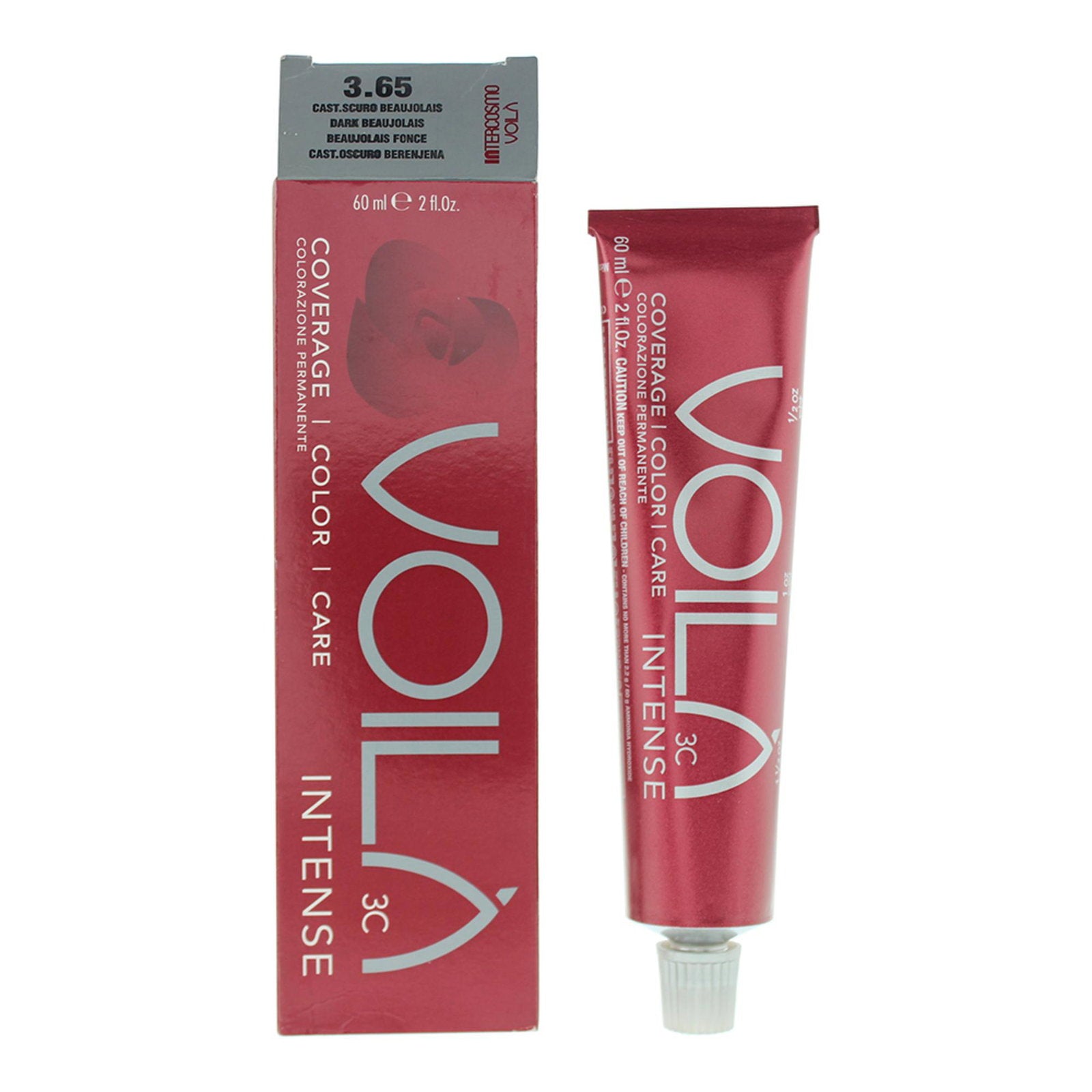 Intercosmo, Voila 3C Intense, Permanent hårfärg, 3.65 Dark Beaujolais, 60 ml