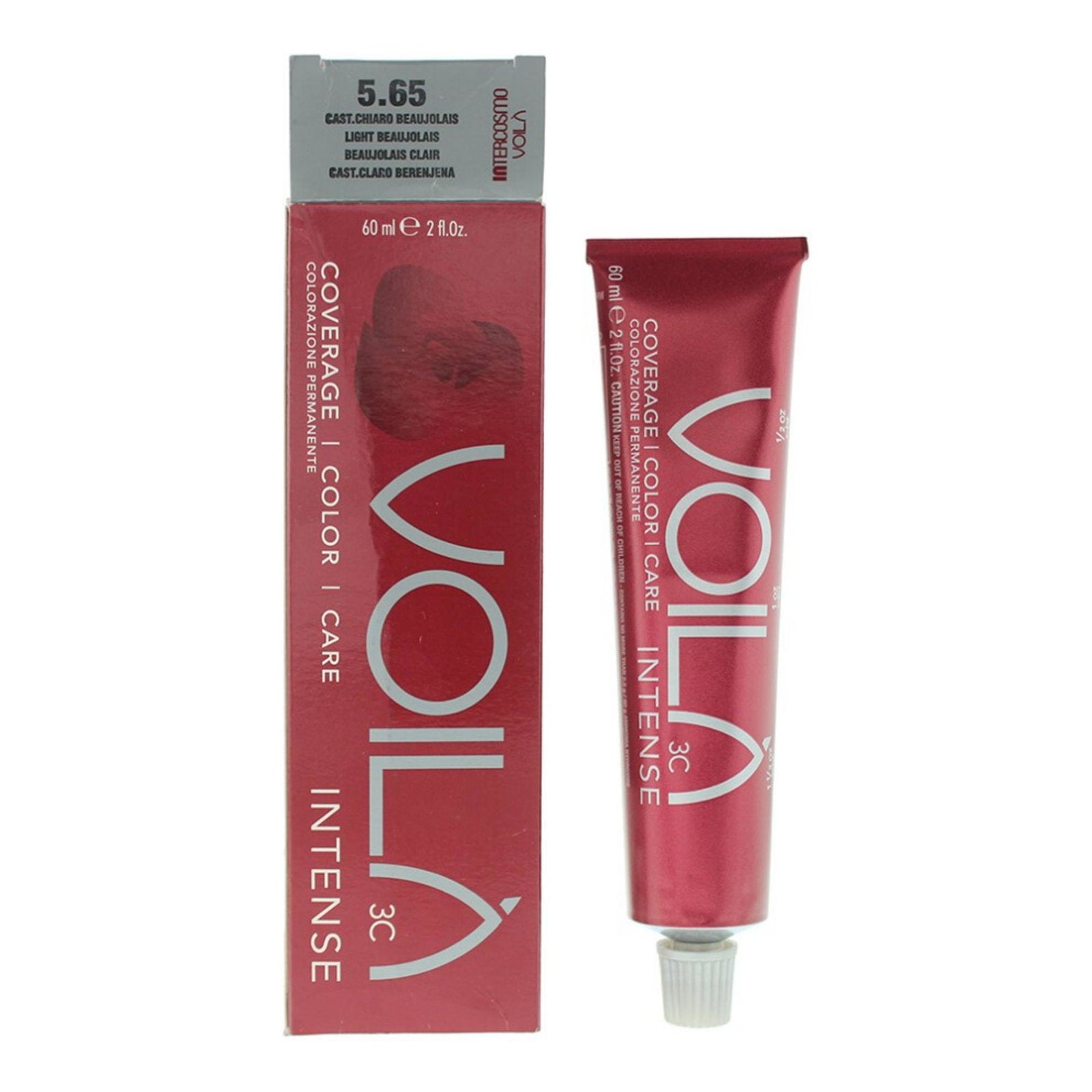 Intercosmo, Voila 3C Intense, Permanent hårfärg, 5.65 Light Beaujolais, 60 ml