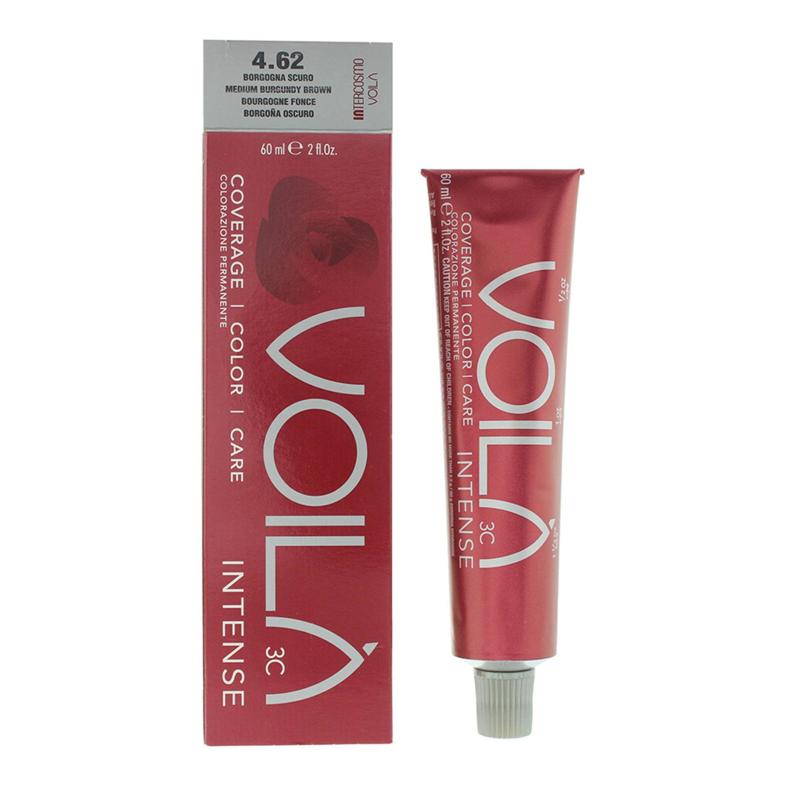 Intercosmo, Voila 3C Intense, Permanent hårfärg, 4.62 Medium Burgundy Brown, 60 ml
