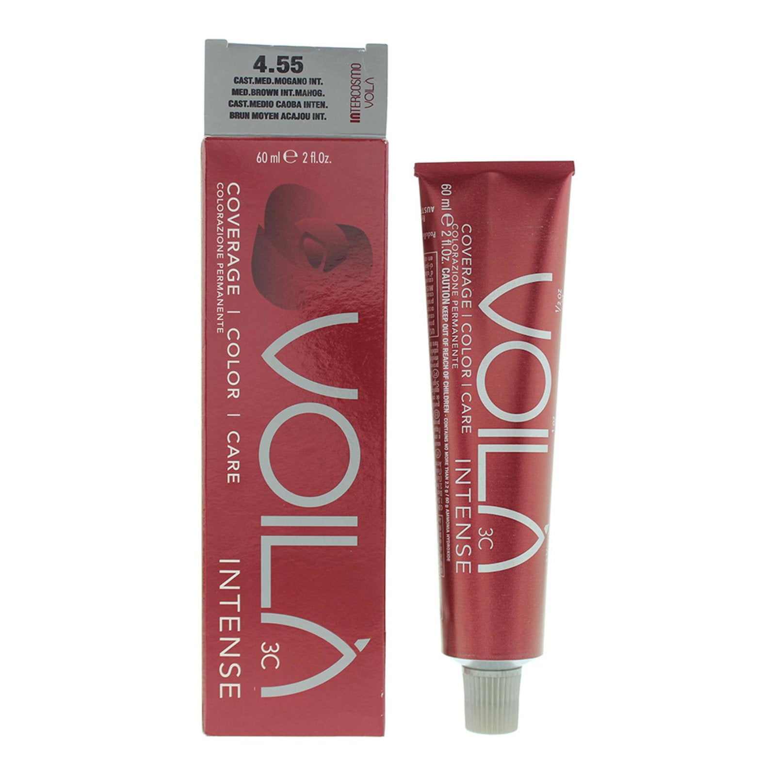 Intercosmo, Voila 3C Intense, Permanent hårfärg, 4.55 Medium Brown Intense Mahogany, 60 ml