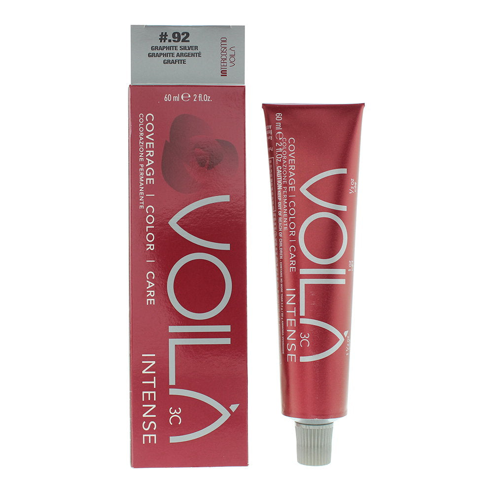 Intercosmo, Voila 3C Intense, Permanent hårfärg, .92 Graphite Silver, 60 ml
